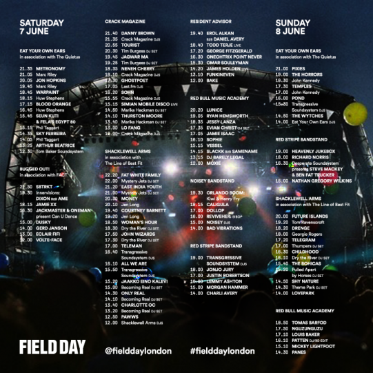 Field Day reveal stage times for 2014 festival The Line Of Best Fit