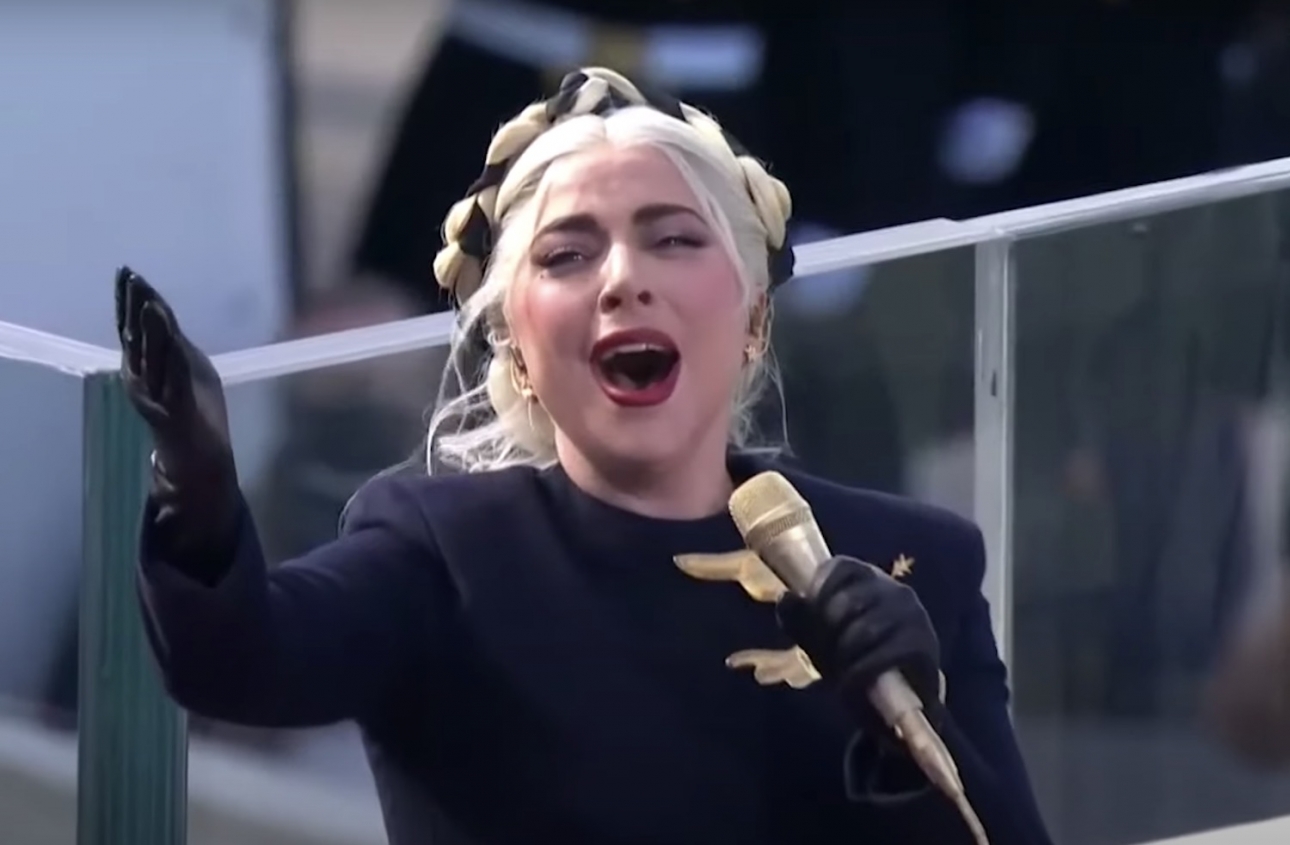 Lady Gaga performs US national anthem during Joe Biden's ...
